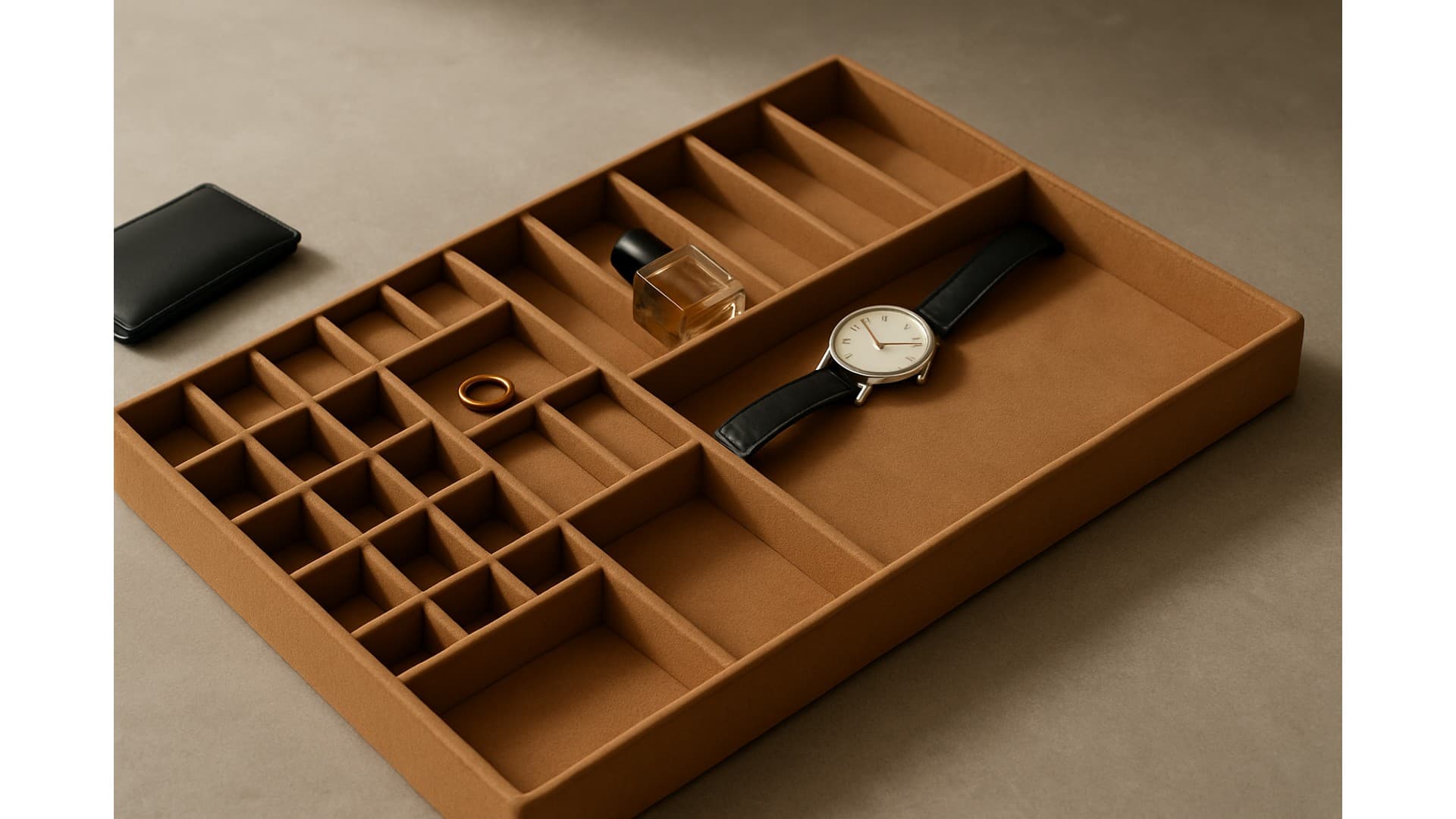 ถาดจัดของหนังไมโครไฟเบอร์สวีดพรีเมี่ยมหลายช่อง