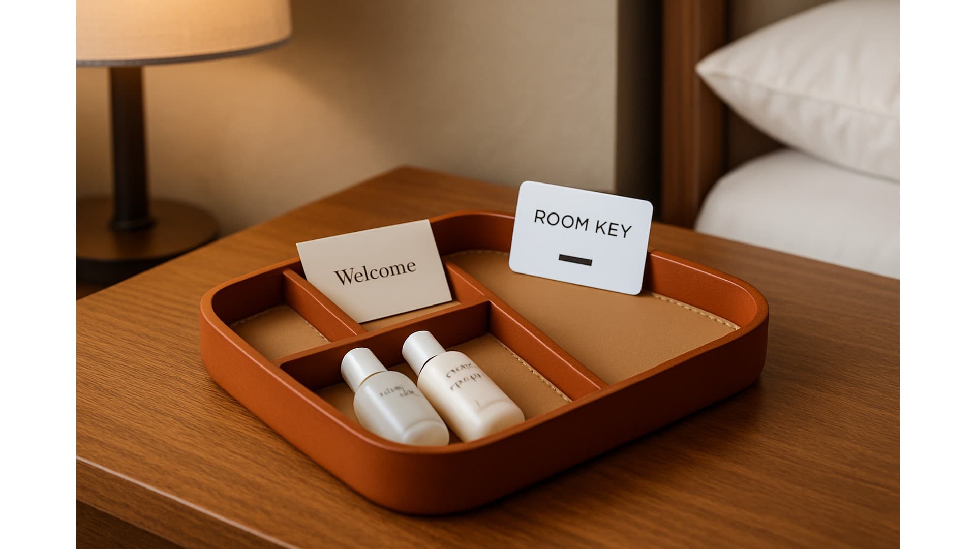 Premium Leather Desk Organizer Tray with Fixed Compartments