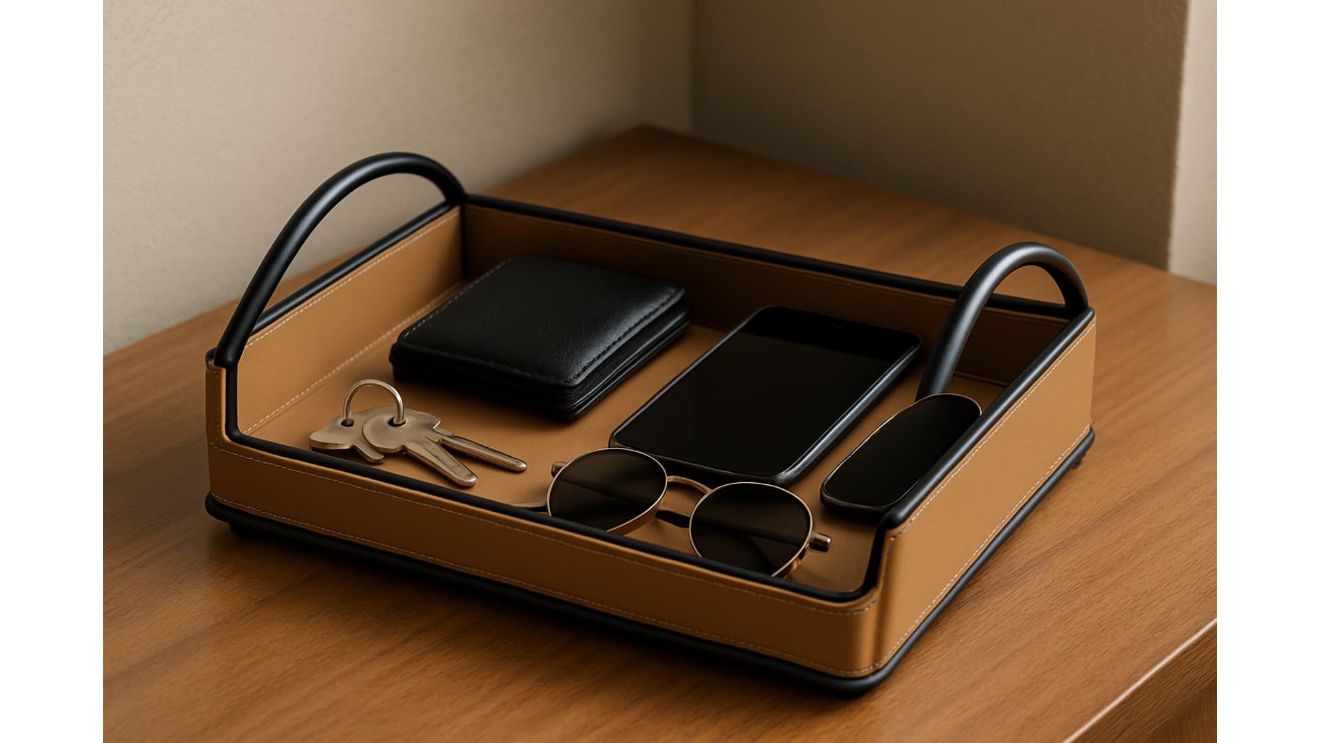 ถาดวางของหนังพรีเมี่ยมสำหรับโต๊ะทำงาน